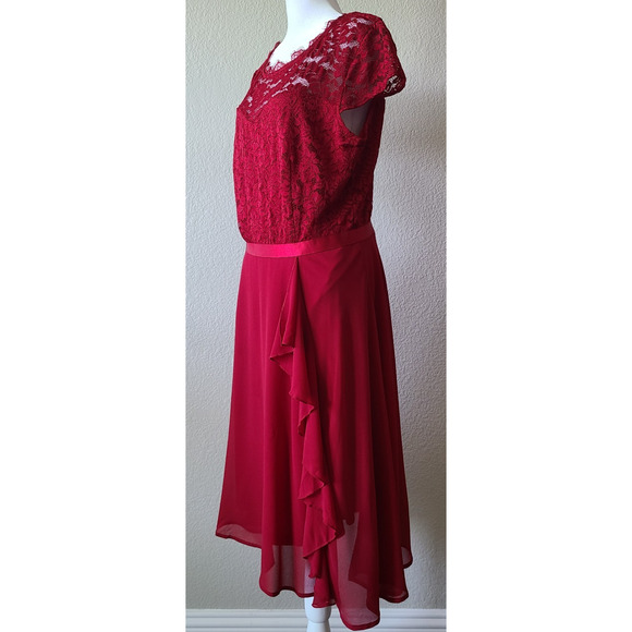 HOCO Sorority‎ Dress XL Lace Overlay Ruffled Wedding Guest Cocktail Miusol NWT - Picture 4 of 14